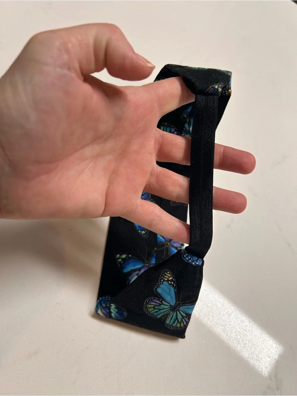 Butterfly Headband Black Blue Print - Picture 2 of 5